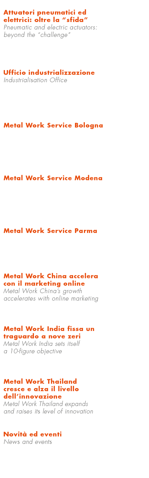 Attuatori pneumatici ed elettrici: oltre la  sfida  Pneumatic and electric actuators: beyond the  challenge , Ufficio   